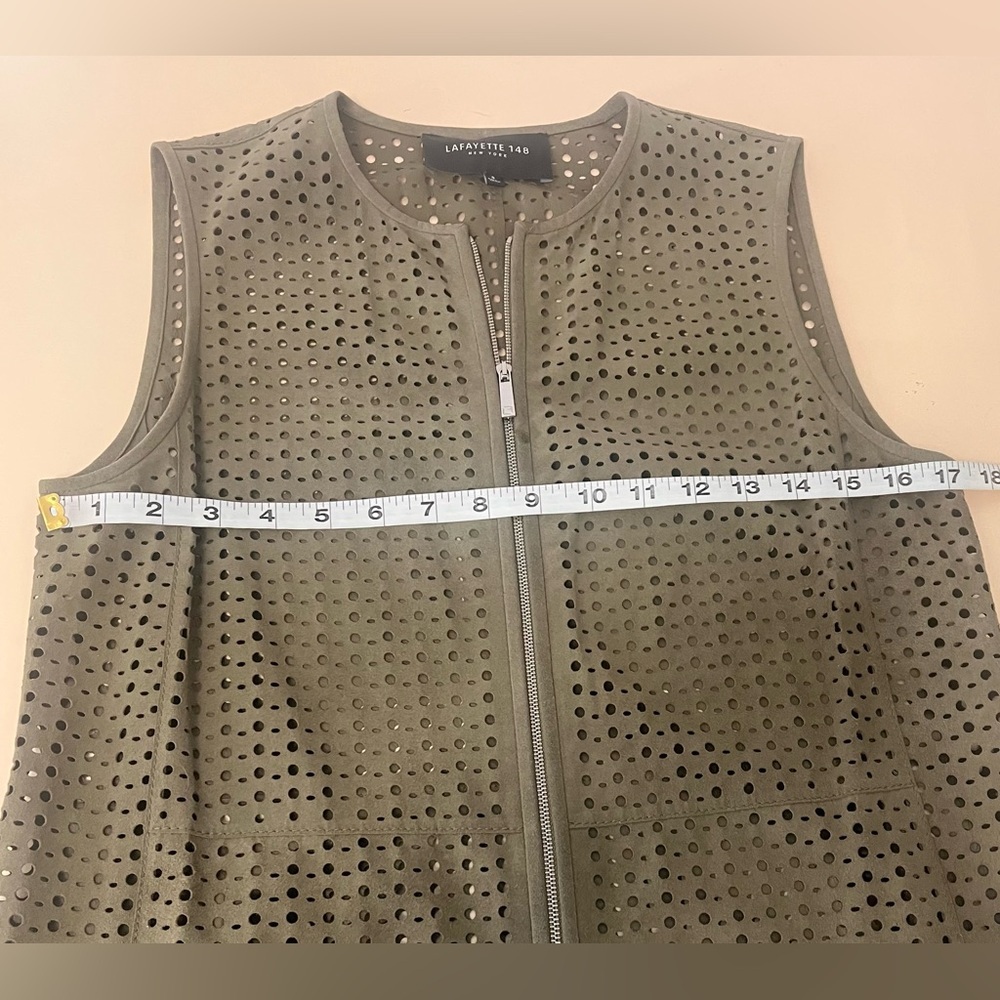 Lafayette 148 New York Olive Green Perforated Vest - Picture 8 of 10